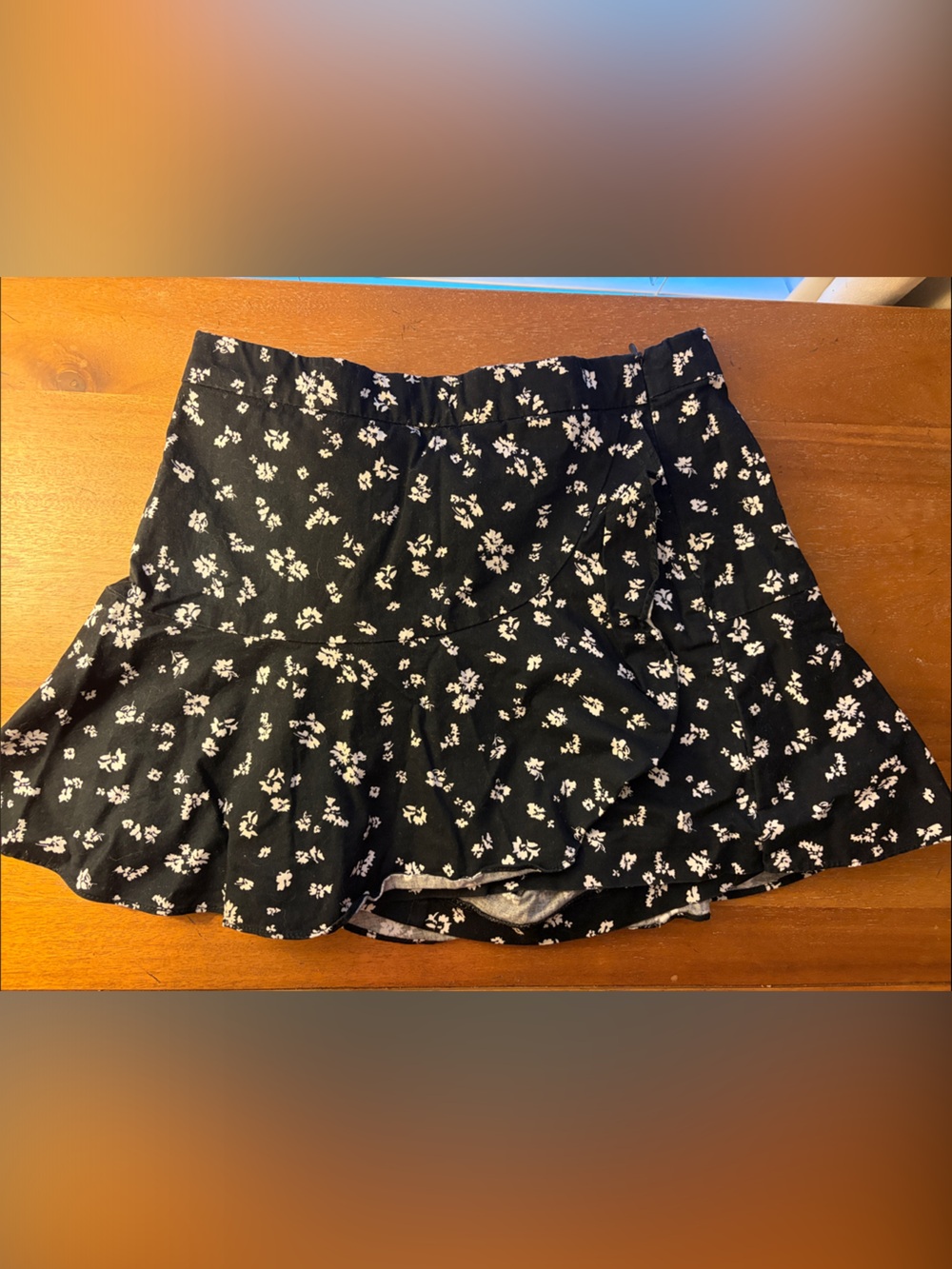 Zara Black Floral Skort with White Print